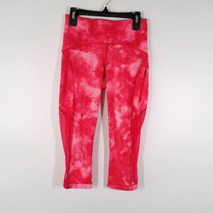 Lululemon Sun Runner Crop Leggings Size 2 Pink & White tie-dye pattern